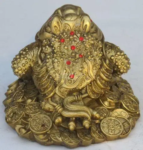 

china fengshui bronze copper Wealth money Golden Toad frog beast statue