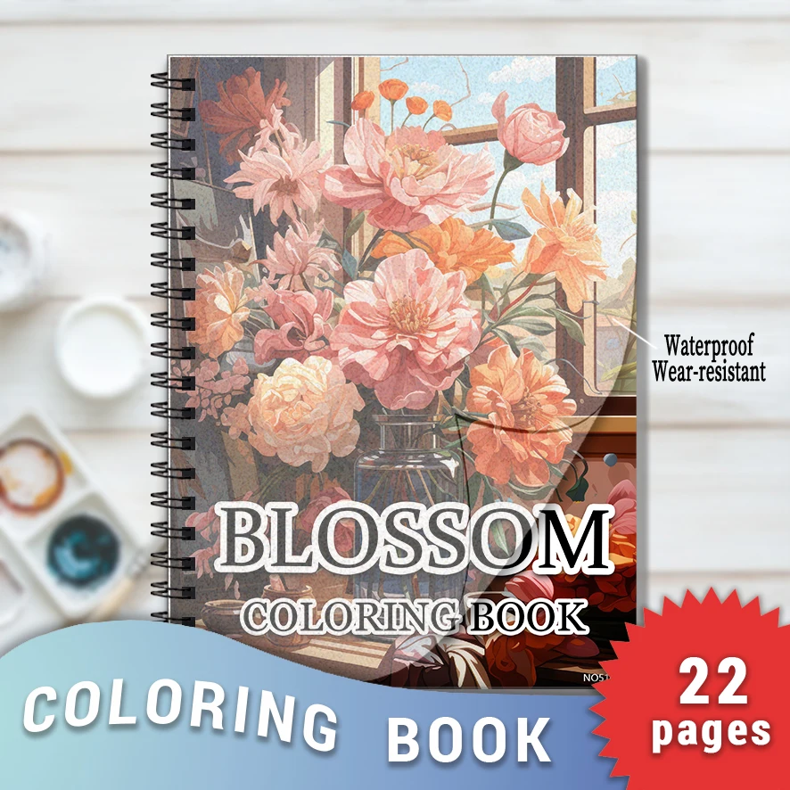 

Книжка-раскраска для взрослых Blossom — 8,3x11,2 дюйма, 22-страничная книжка-раскраска — помогает снизить стресс и легкость эмоций