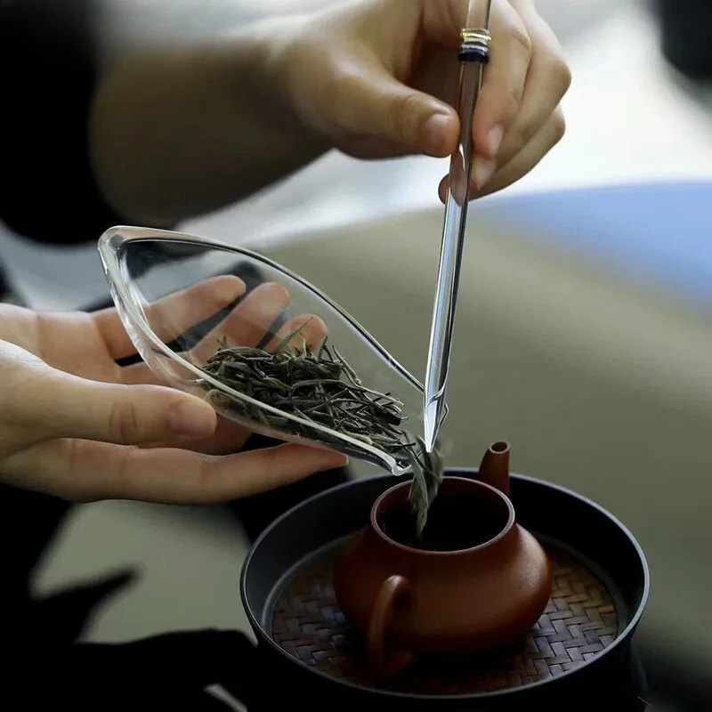 

Эстетичная ложка-шумовка для чая ручной работы из стекла, контейнер для листьев чая, лопатка-шайхэ, домашний набор для чайной церемонии, подарок