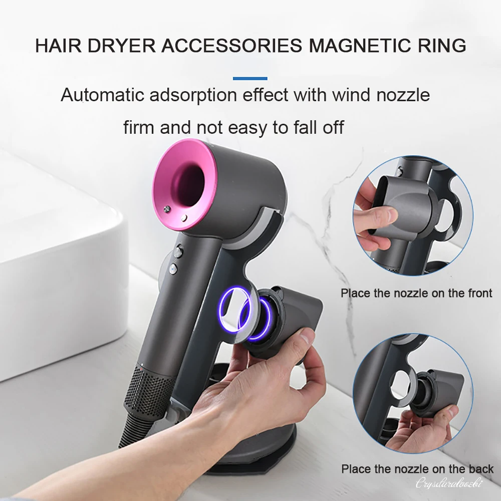 

Hairdryer Stand for Dyson Hair Dryer Storage Rack Galvanized Steel Sheet Material Automatic Suction Nozzle Compatible Organizer