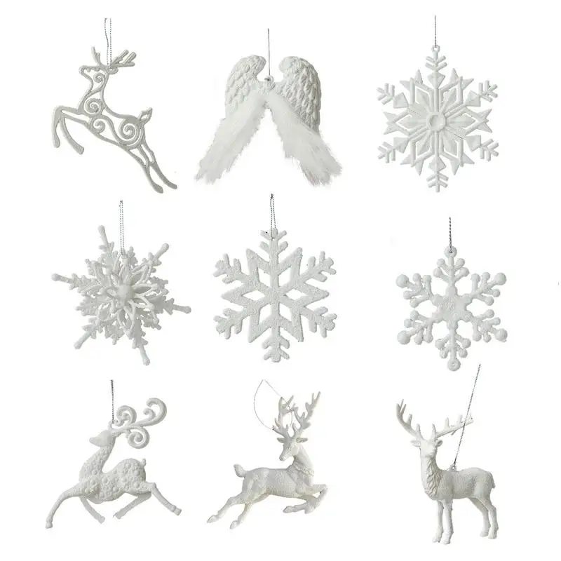 Christmas Tree Hang Ornaments Snowflake Elk Design Pendant Decorations Portable Angel Wings Ornament For Ceilings Doorways