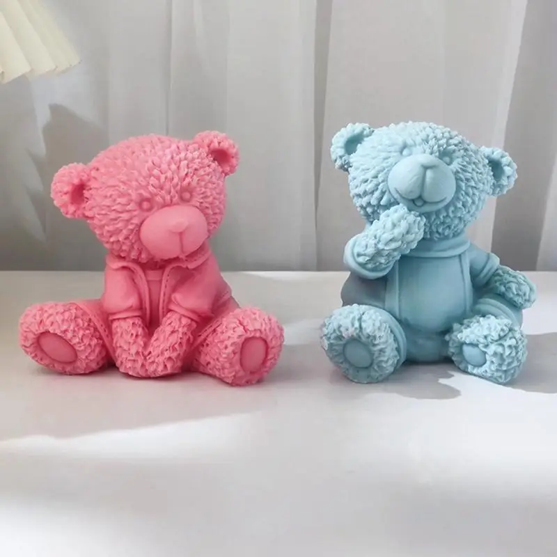 

3D Mold Sitting Bear Silicone Mold For Soap Making DIY Aromathery