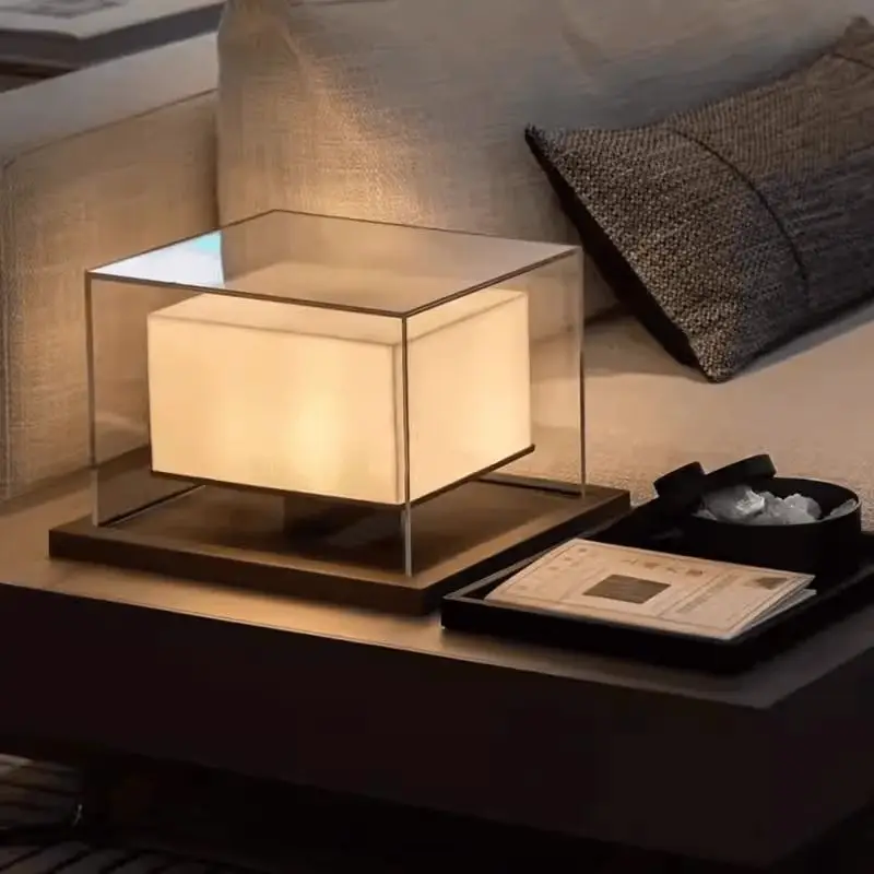 Lampu kepala luar ruangan kaca persegi mewah imitasi marmer dekorasi sederhana cahaya ambient