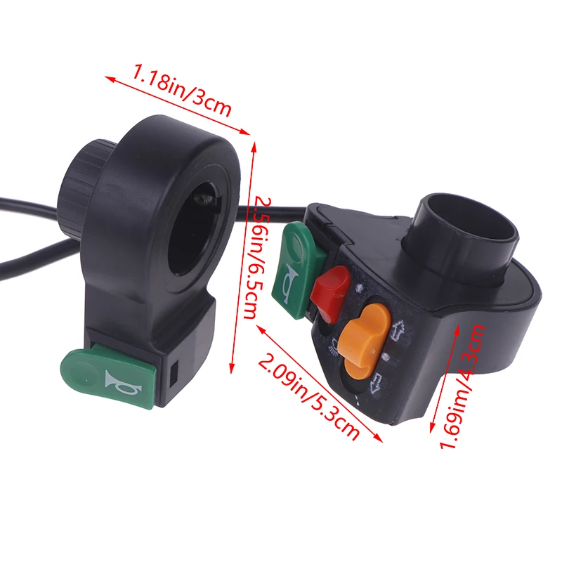 3 In1 Electric Bicycle Scooter Motorcycle Handle Switch Plastic Headlight Horn Turn Signal Switch Button E-bikes Accessories