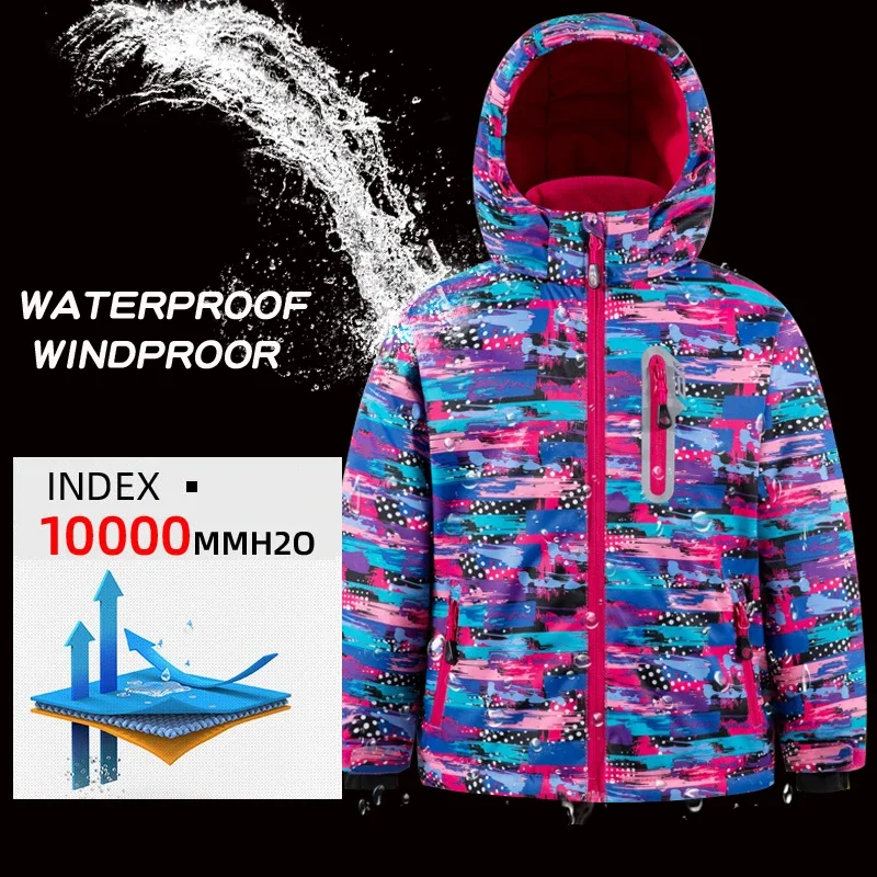 Girls Boys Ski Snow Jacket Pants Winter Warm Waterproof Windbreaker Children Outdoor Snowboarding Skiing Coat Trousers Ski Suit