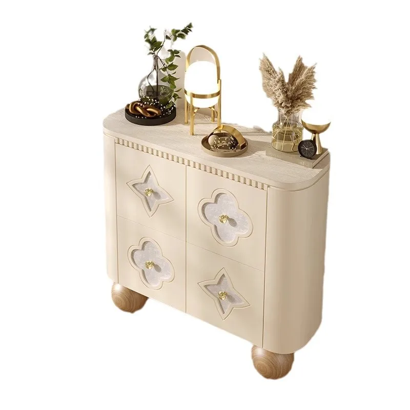 

French cream style dining side cabinet Internet celebrity four-leaf clover porch cabinet Shell decoration designer storage