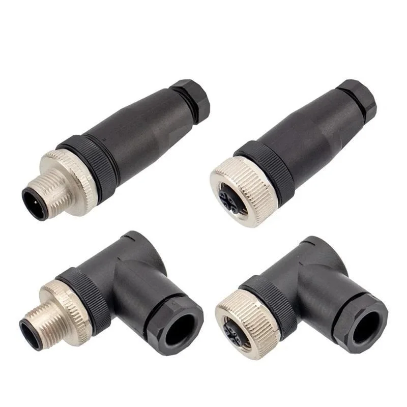 

4 Pin Straight Angled M12 Assembled Plug Circular Screw Thread Male Female M12 A B D Code Plastic Signal Connector