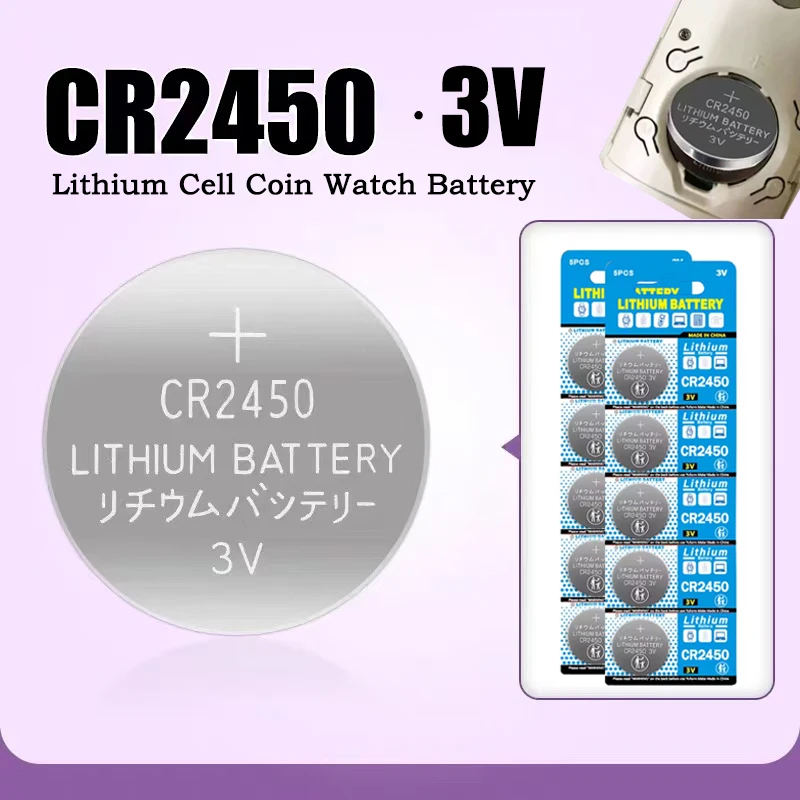 

3V CR2450 Button Batteries CR2450 5029LC LM2450 DL2450 CR2450N BR2450 600mAh Lithium Cell Coin Watch Battery