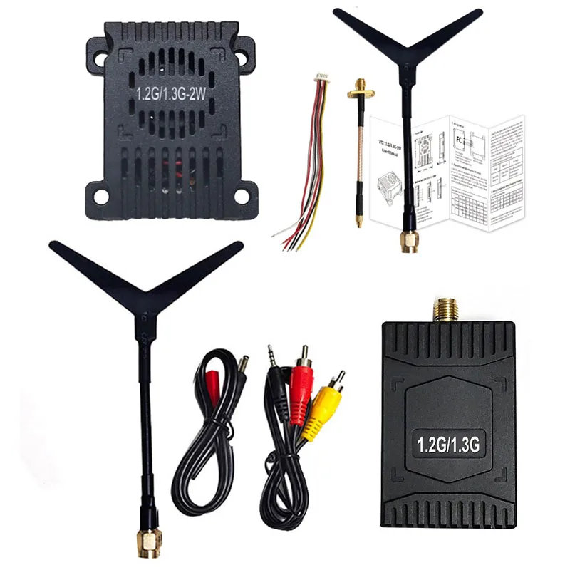 1.2G 1.3G 2W VTX VRX Kit 9 canali 2000Mw FPV Ricevitore trasmettitore audio video per drone aereo RC a lungo raggio