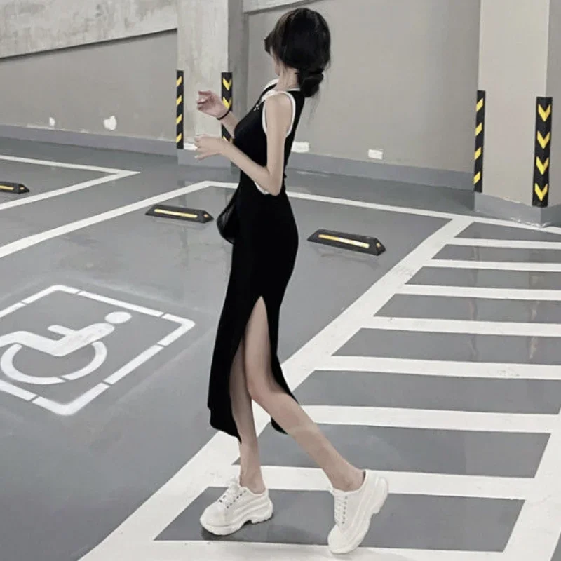 Sukienki Damskie Solidne Wydrążone Specjalne Urocze Wiosenne Damskie Seksowne Koreańskie Styl Proste Uniwersalne Wakacje Kreatywność Młode Nowość