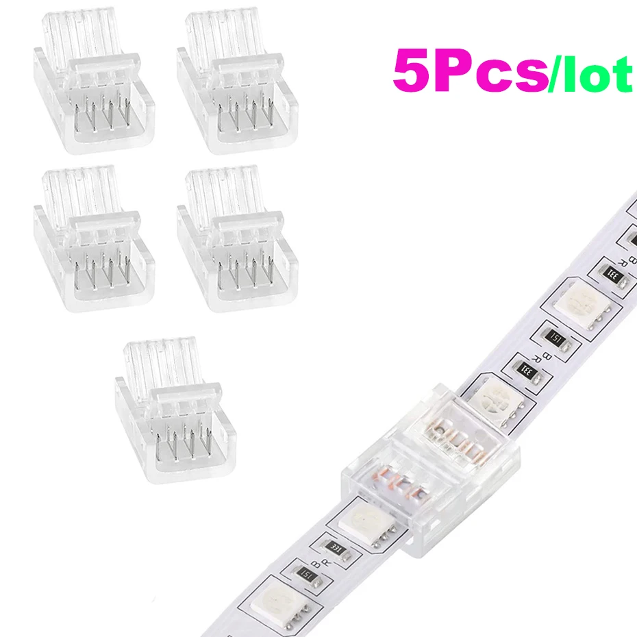 5Pcs/lot LED Connector 2/3/4Pin LED Strip Connector for 8mm 10mm Light Tape 5050 WS2811 LED Strip to Wire or Strip Connection