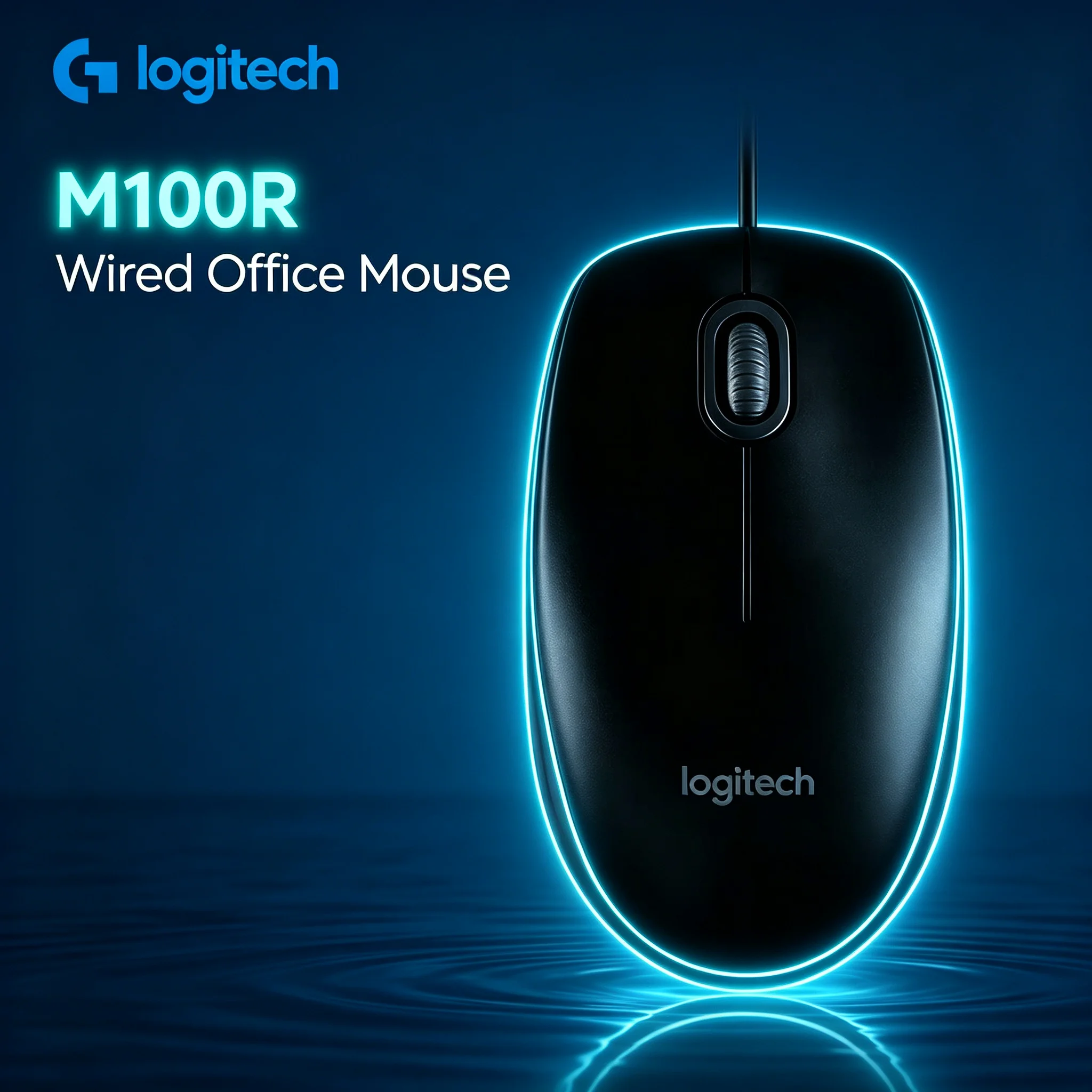 Logitech M100R USB Wired Mouse Smooth Scrolling Wheel Office Mice for Desktop PC
