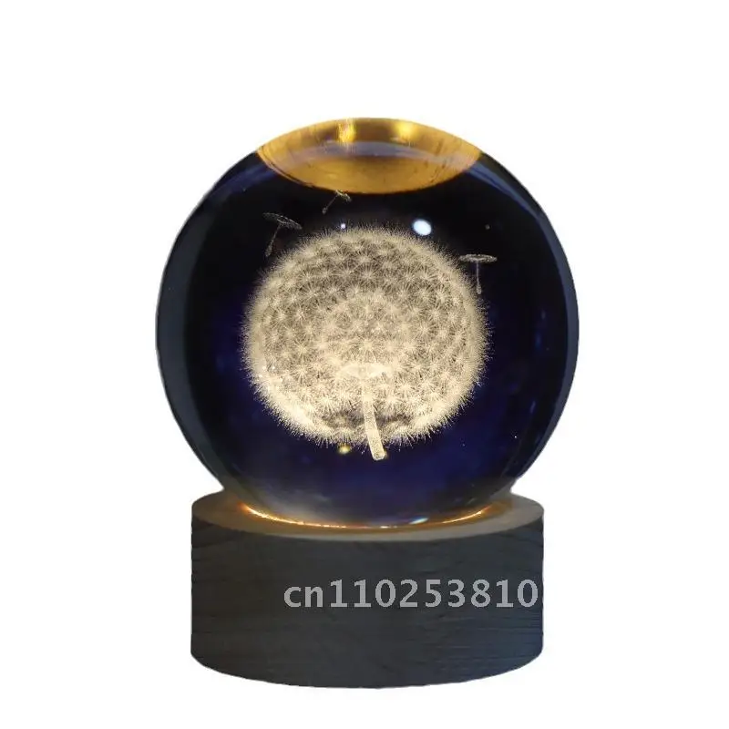 

3D Carved Luminous Crystal Ball Night Light Moon - Creative Graduation Gift Modern Minimalist White Crystal Ball with Warm Color
