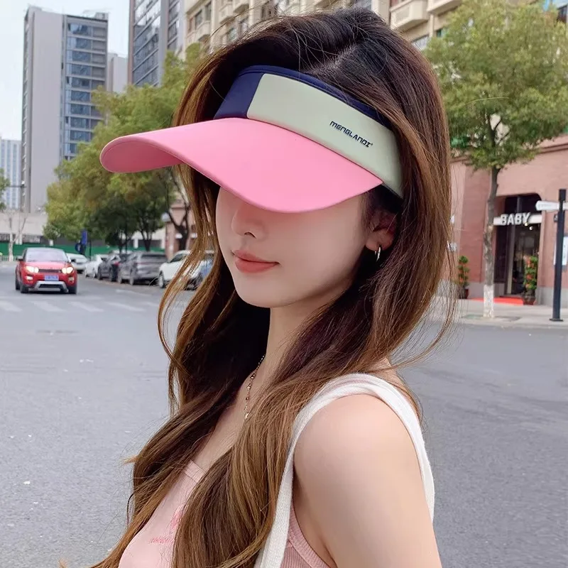 Women Color Block Sun Visor Hat for Women Travel Jogging Summer Cycling Sporty Outdoor Casual Breathable Golf Empty Top Sun Hat