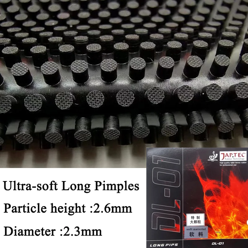 

Japtec DL-01 Table Tennis Rubber Extra Soft Large Pimples 2.6mm Particle Height OX Long Pimples Sinking Weird Ping Pong Rubber