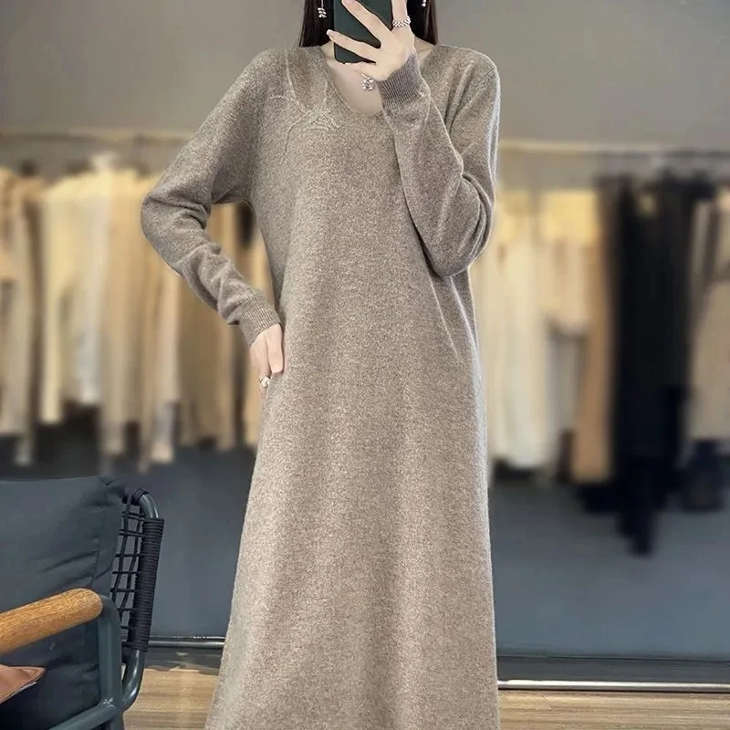 

Spring Stylish Knitted Dress, for Women Clothing, 2024 New, Autumn Winter V-neck Long Leeve Sweater Dress,Jersey Dresses