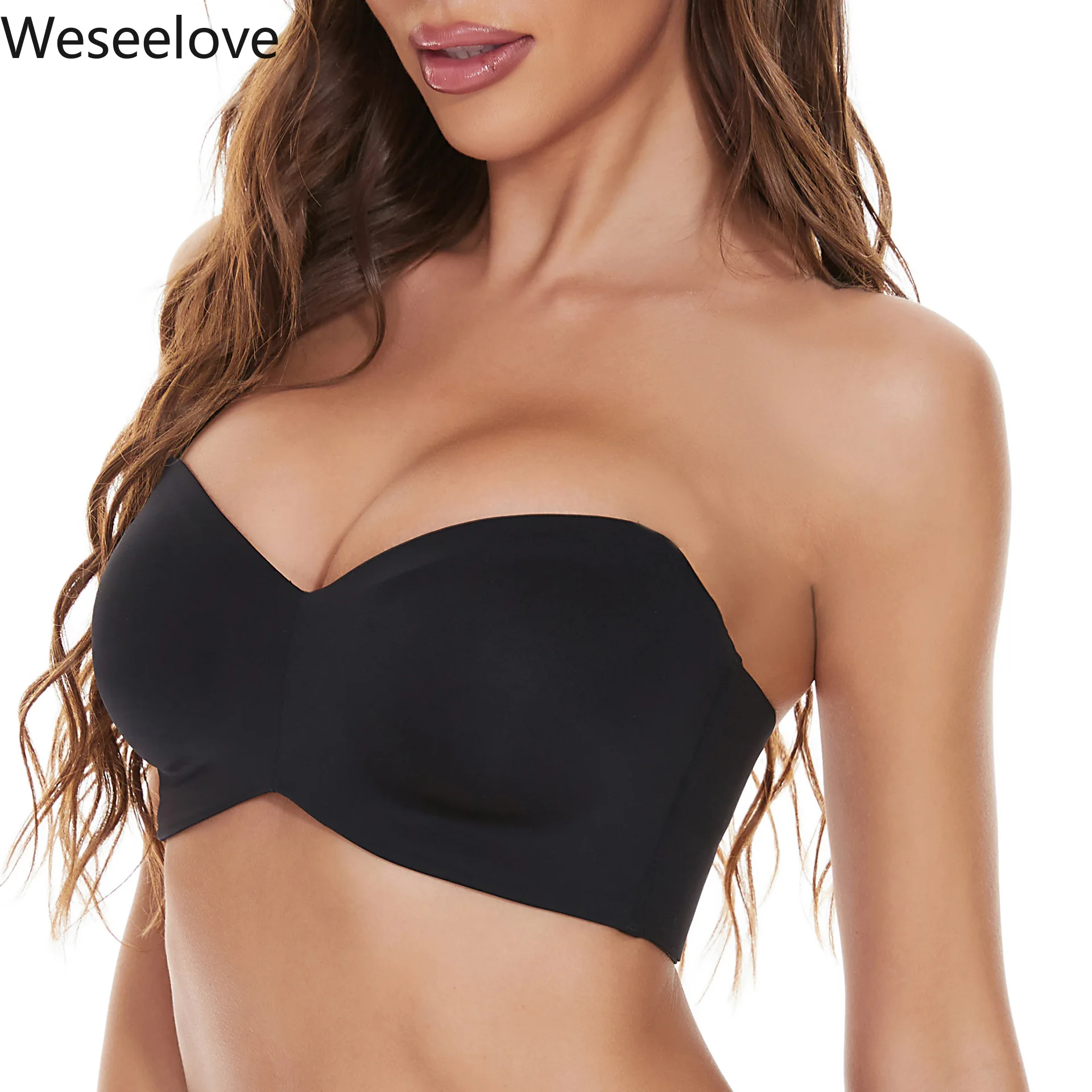 

Full Support Non-Slip Convertible Bandeau Bra Strapless Push Up Plus Size Seamless Underwire Smoothing Unpadded