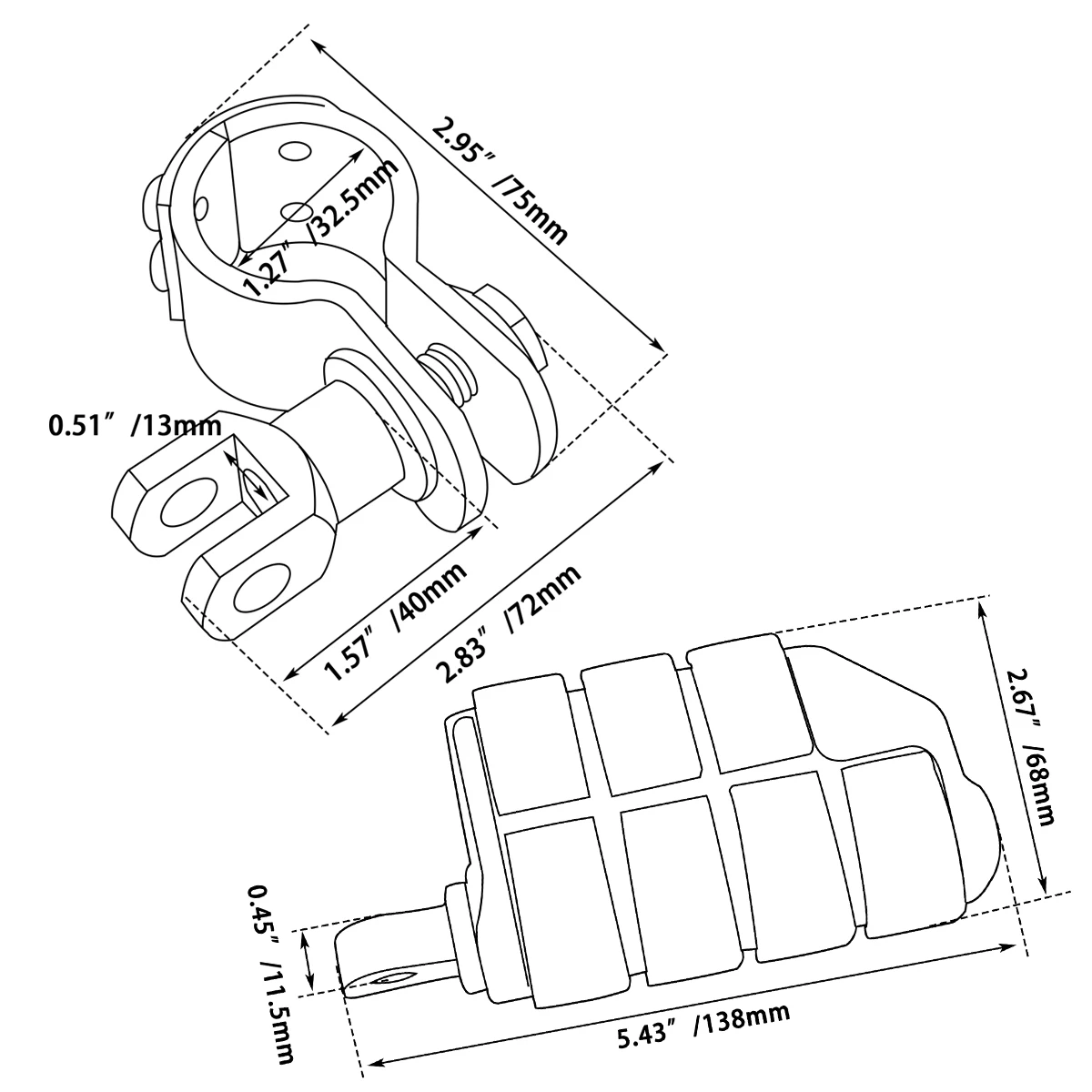 크롬 하이웨이 풋 페그 오토바이 발받침 페달 풋 페그 마운트, 할리 일렉트라 로드 킹 스트리트 글라이드 1-1/4 인치 바 호환