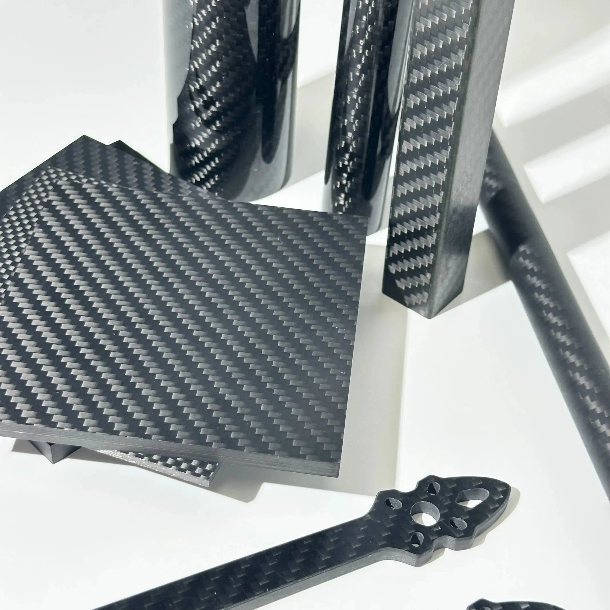 3K Full Carbon Fiber Square Tube High Strength OD 10mm 15mm 20mm 22mm 25mm 30mm Plain Glossy Surface 250mm 300mm 500mm 600mm