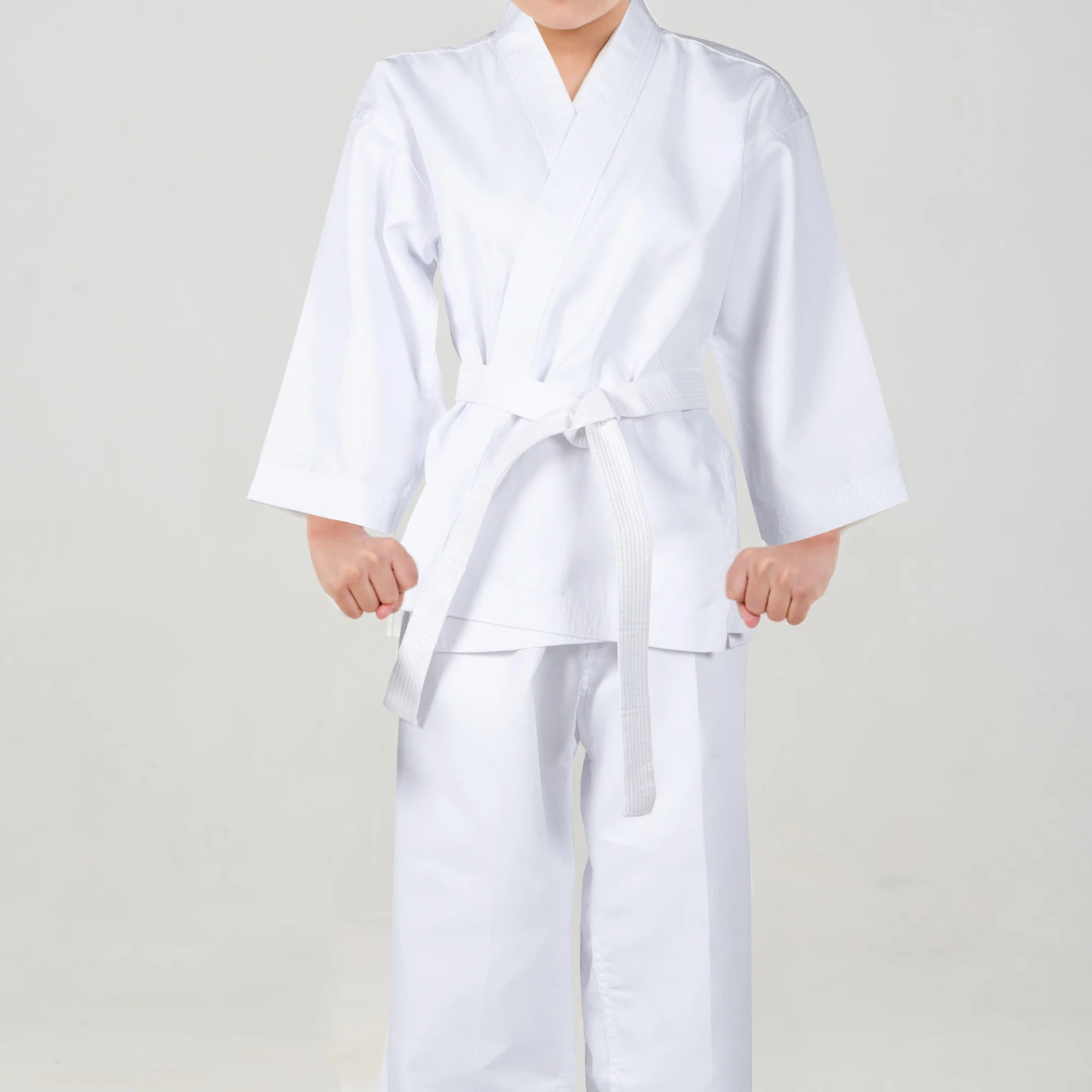 

1Set Karate Uniform Durable Professional Training Clothes Portable Elastic Waistband Reinforced Stitches Suitable Gym Practice