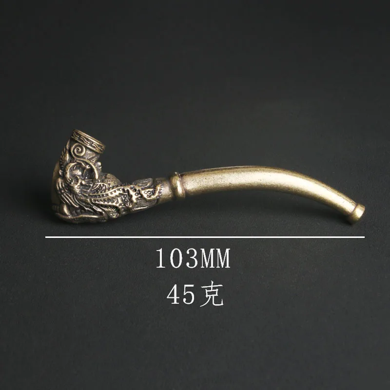 Brass Dragon and Phoenix Pipe Handle Piece Traditional Smoking Pot Creative Smoking Rod Vintage Smoking Accessories