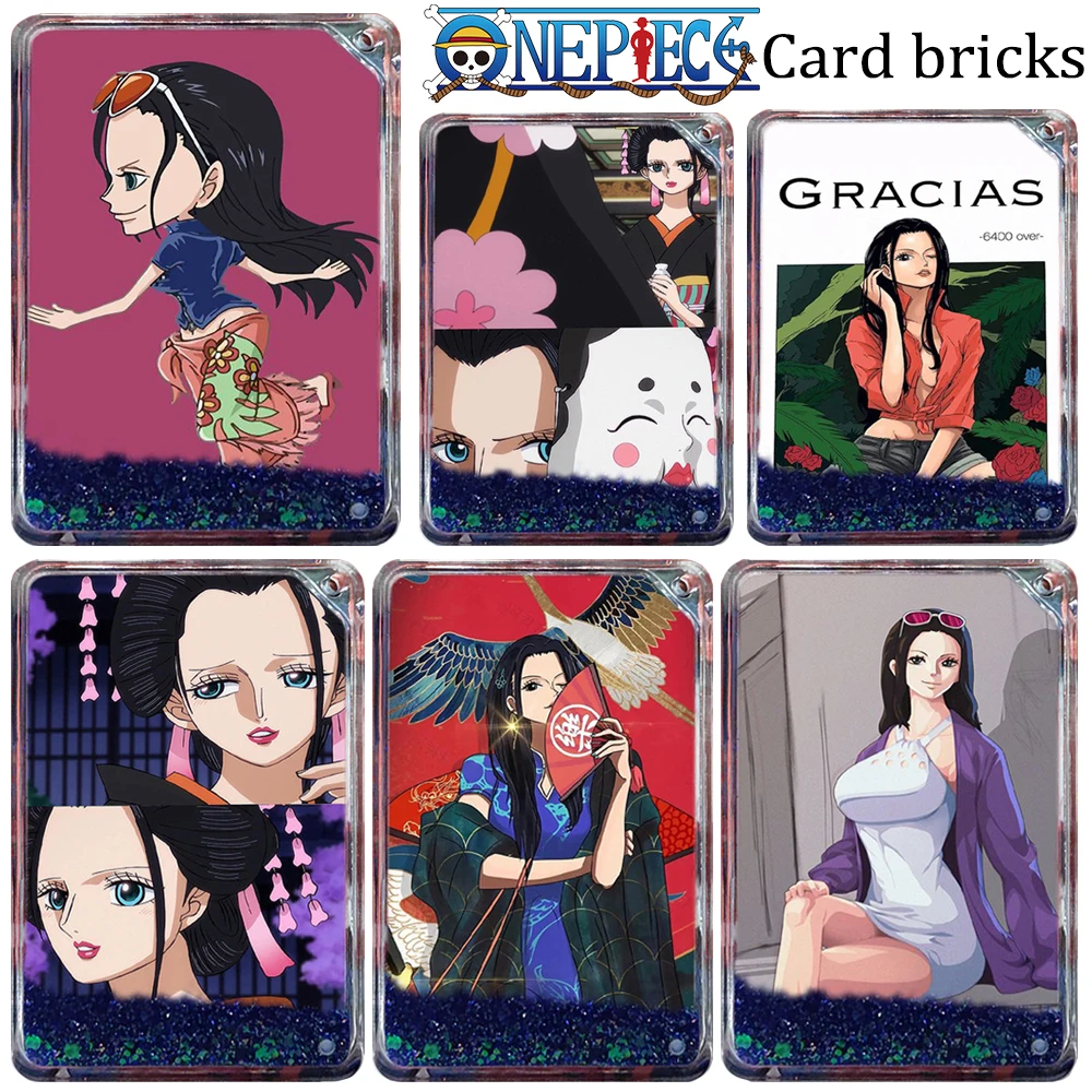 One Piece DIY Nico Robin Blue Acrylic transparent Quicksand Card Bricks Boy Table Ornaments Collection Holiday gifts toy