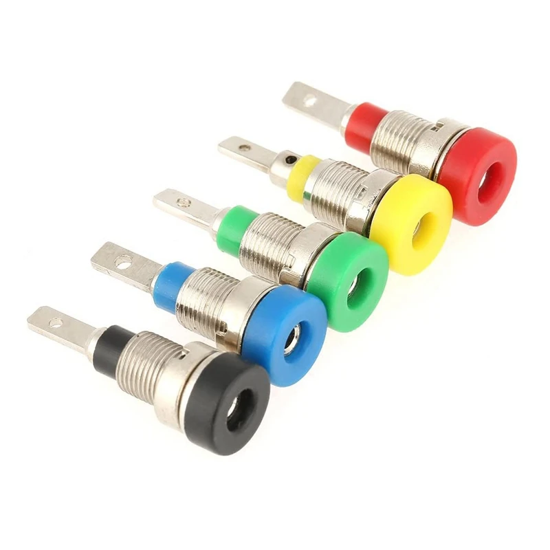 5-Piece Banana Jack Mixed Color Banana Jack 2.0Mm Jack For Panel Mounting Test Probe Insulated Terminal Block