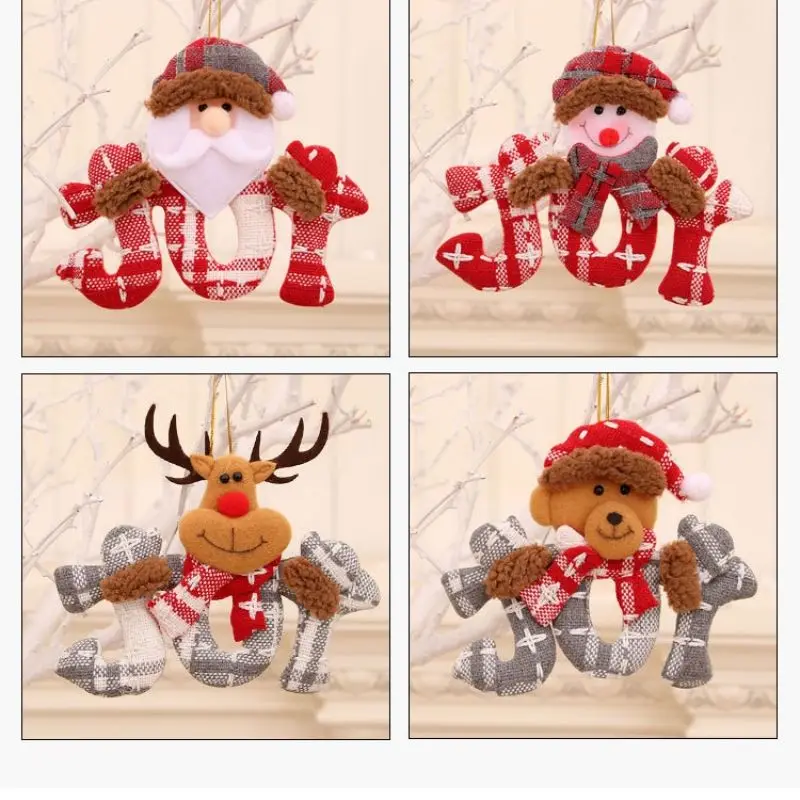 

4 PCS Christmas Pendant Decorations Christmas Tree Pendant Letter Card Snowman Pendant New Year Gift