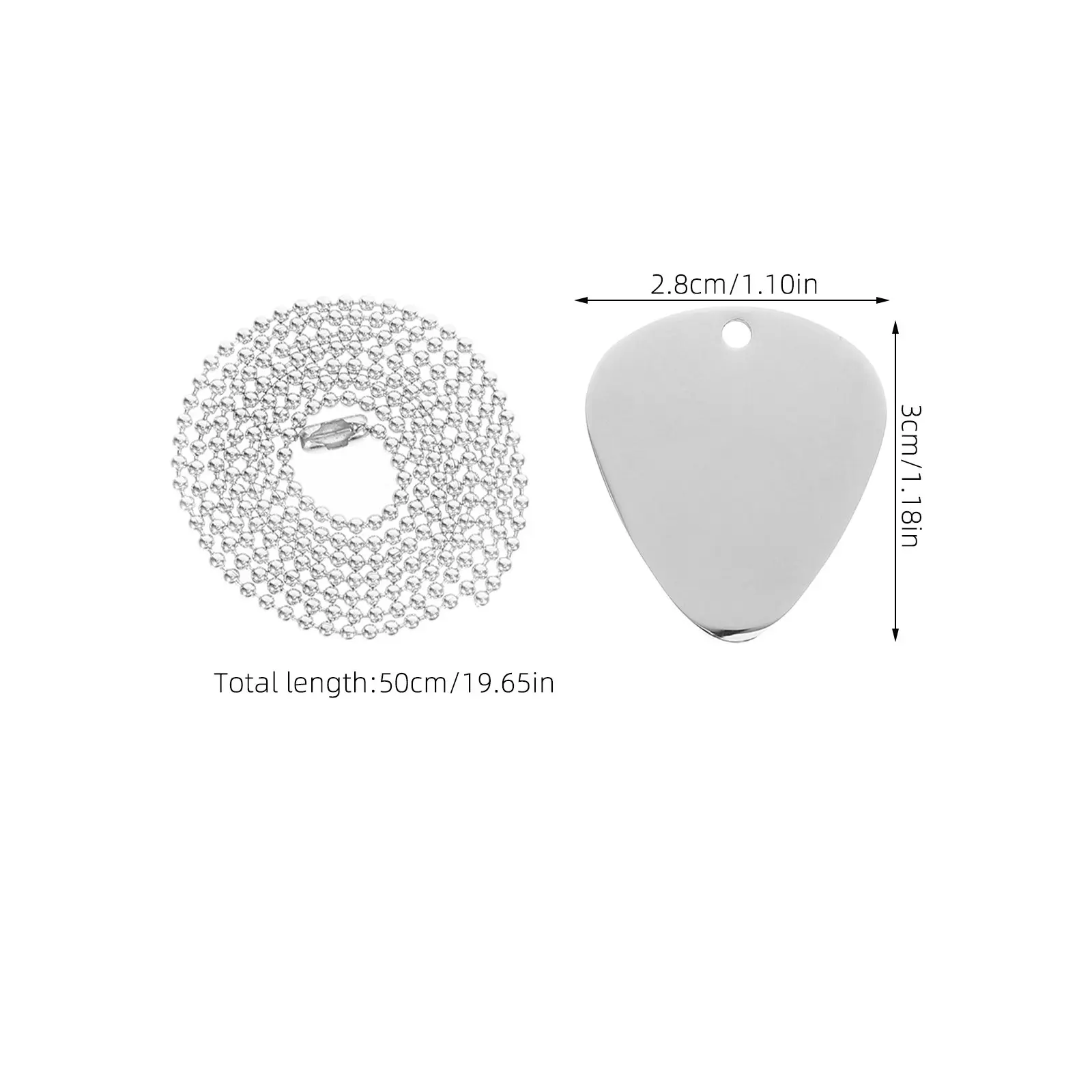 Guitar Pick Necklace Metal Plectrum Pendant Fashionable Elegant Gift for Musicians Guitar Players Creative Decor Sweater Chain