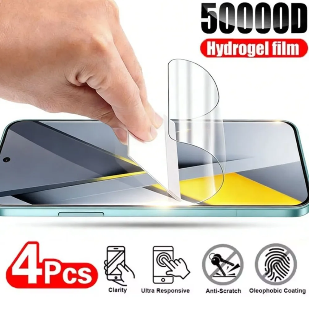 

4Pcs Ultra Clear Hydrogel Film for Poco F8 F7 Ultra F7 F6 F5 Pro F4 F3 Screen Protector for Poco X8 Pro Max X7 X6 X5 Pro X4 GT