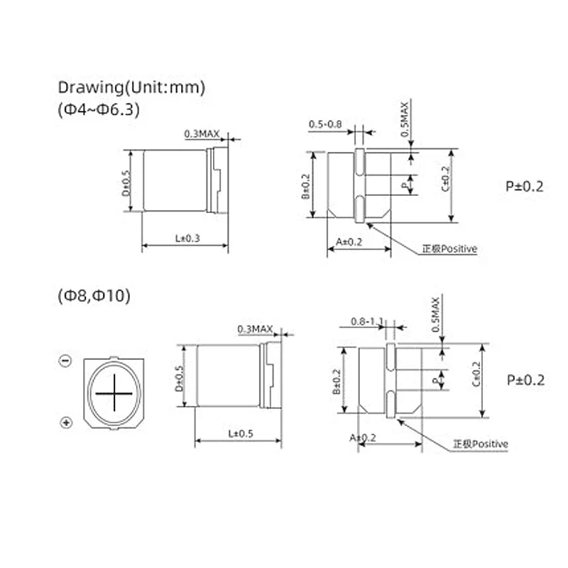 Condensador electrolítico SMD, 10 piezas, 6,3 V, 10V, 16V, 25V, 35V, 50V, 63V, 100V, 400V, 2,2, 10, 22, 33, 47, 100, 220, 330, 470, 560, 680,