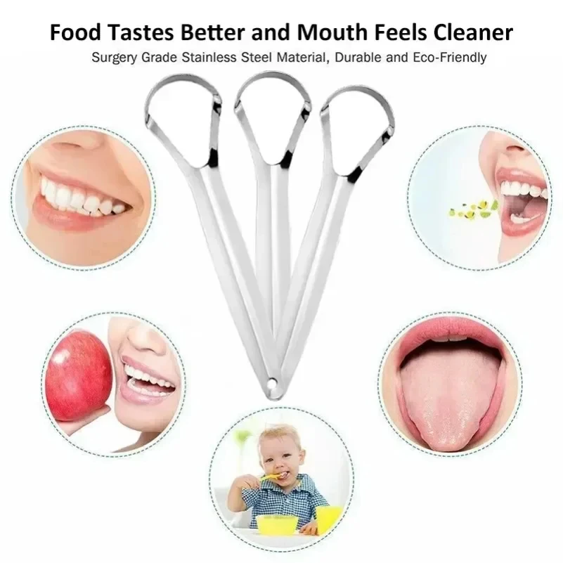 200Pcs Tongue Coating Tongue Cleaner Scraper Stainless Steel Remover Tongue Coated Brush Scraping Tongue Oral Hygiene Tools