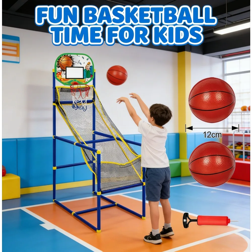 

Arcade Basketball Hoop for Kids, Mini Indoor Outdoor Game Set with Balls & Pump, Easy Assembly Sports Toy Gift