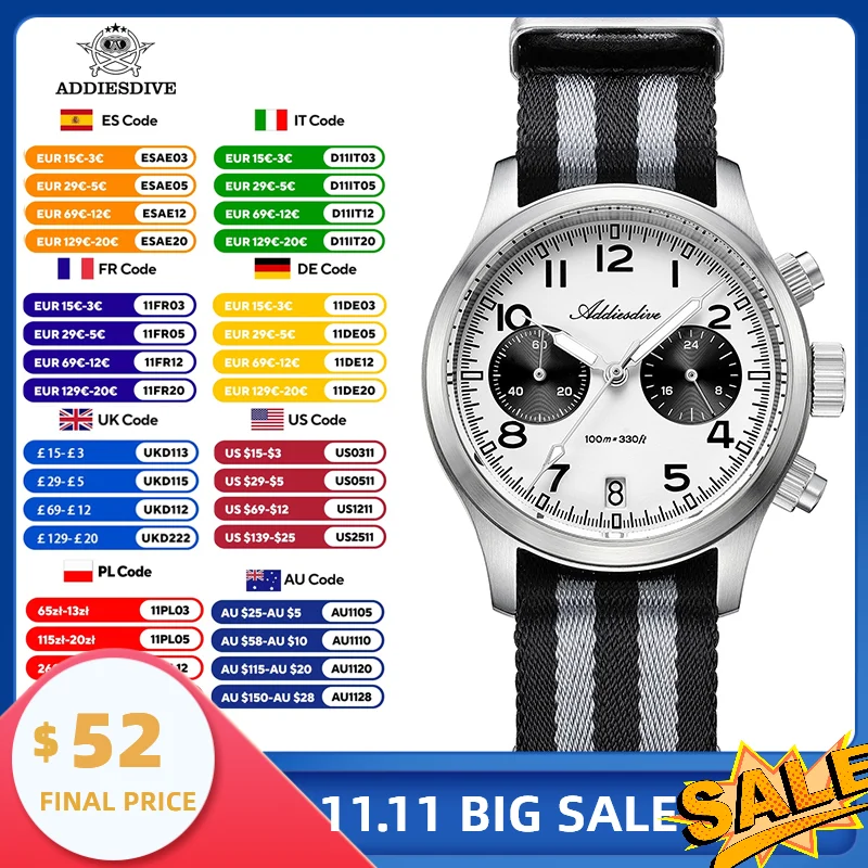 

2025 New ADDIESDIVE DESIGN Retro Panda Men's Watches Quartz Wristwatch Top Luxury Watch For Man AR Sapphire Mirror Waterproof