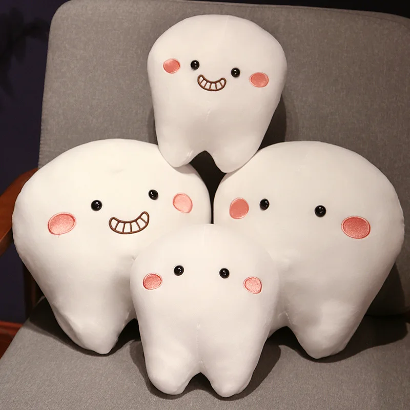 Soft Plush Filled Pillow With Teeth Shape Tooth Stuffed Toy Cute Teeth Shaped Plush Doll