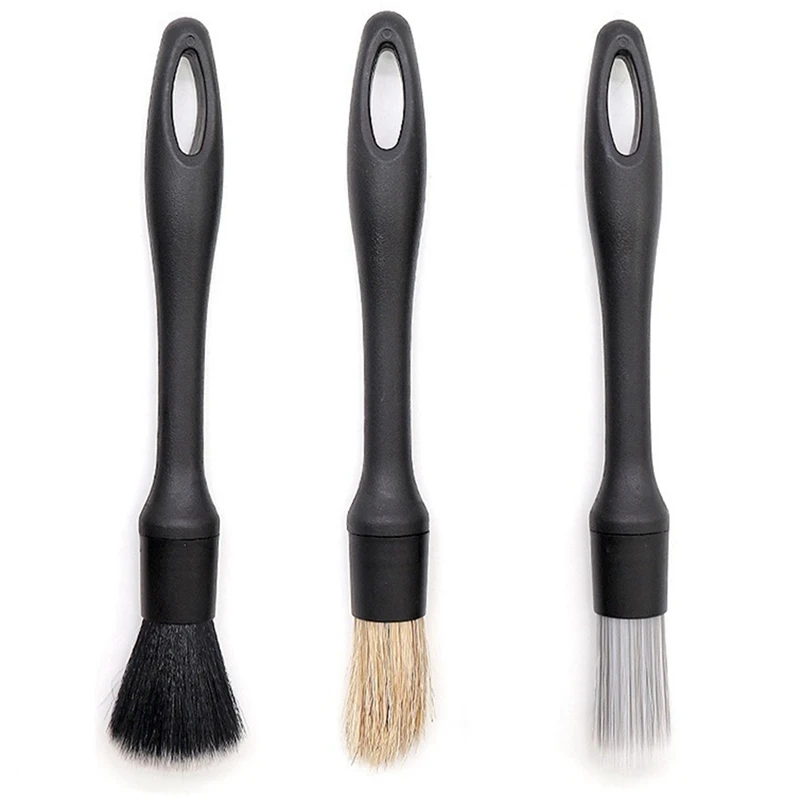 3Pcs Car Brushes Car Detailing Brush Set Soft Bristle For Car Cleaning Detailing Brush Dashboard Air Outlet Wheel Brush