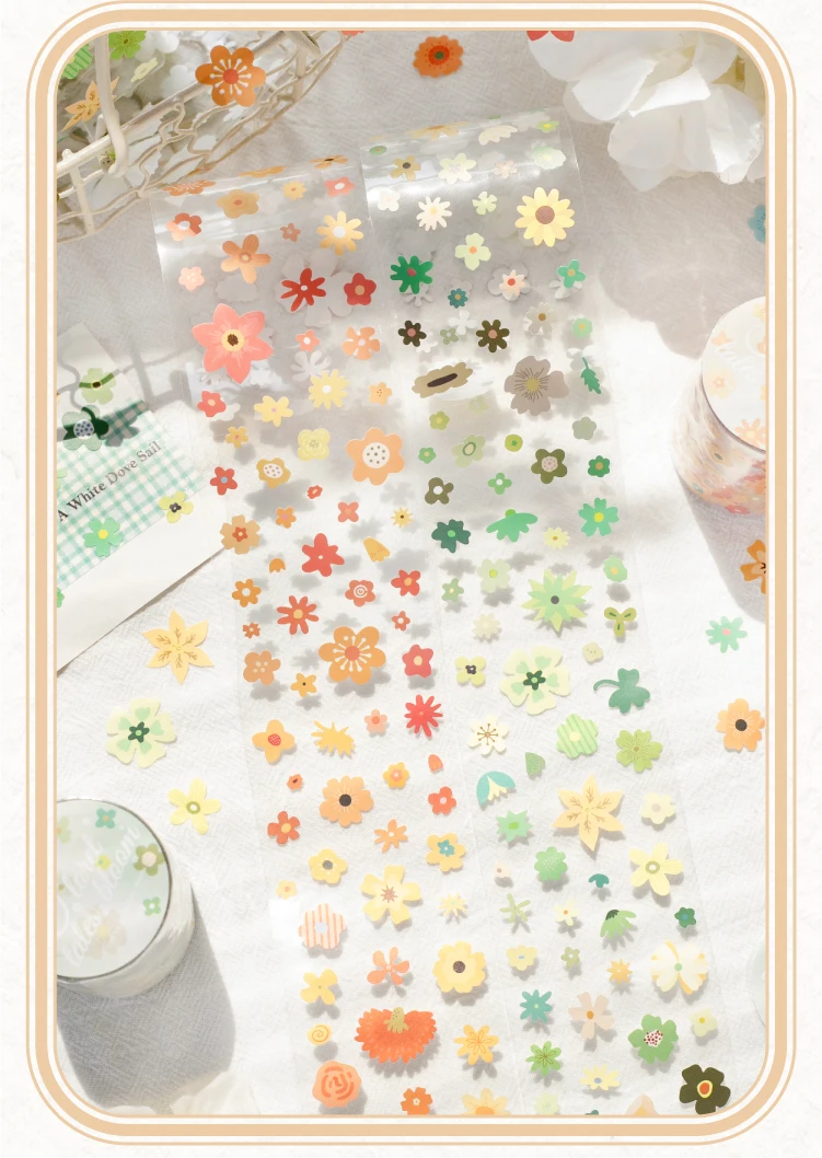 Journal GO 5cmx2m Kleine Blumenmuster-Klebebandaufkleber für Collage Junk Journal Scrapbooking Dekoration Winzige Blumenaufkleber – Detail 10