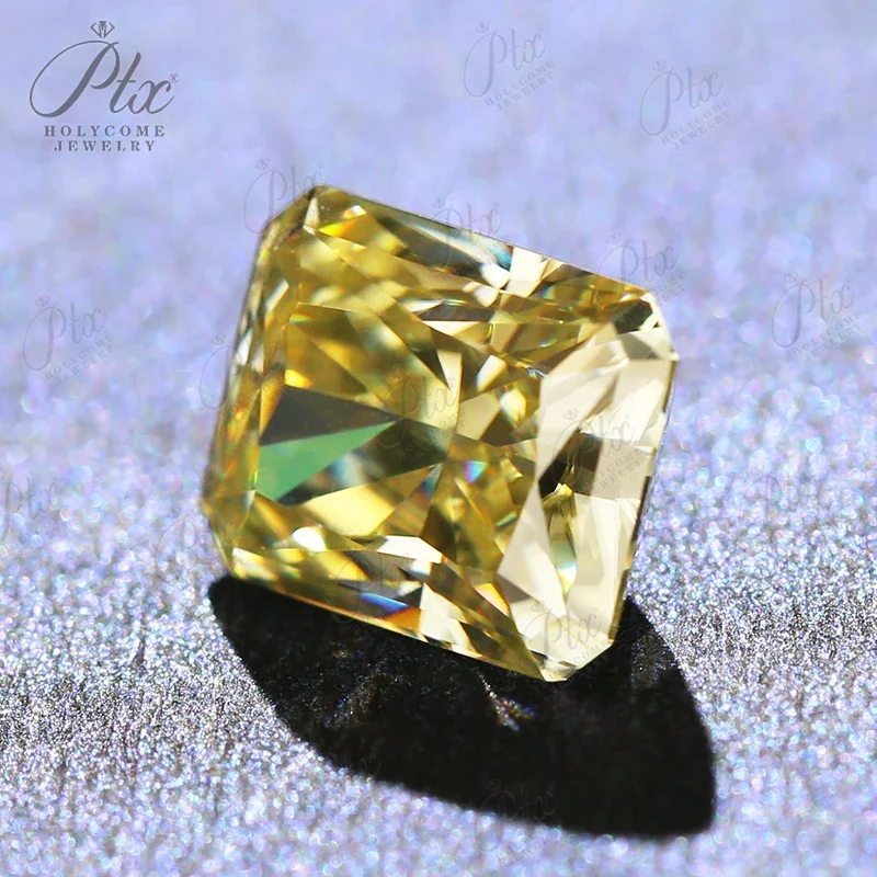 Moissanit-Losesteine, goldgelbe Farbe, Crush Iced Radiant-Schliff, für Schmuck, Ringe, Ohrringe, DIY-Herstellung, hochwertige Perlen und Charms – Detail 5
