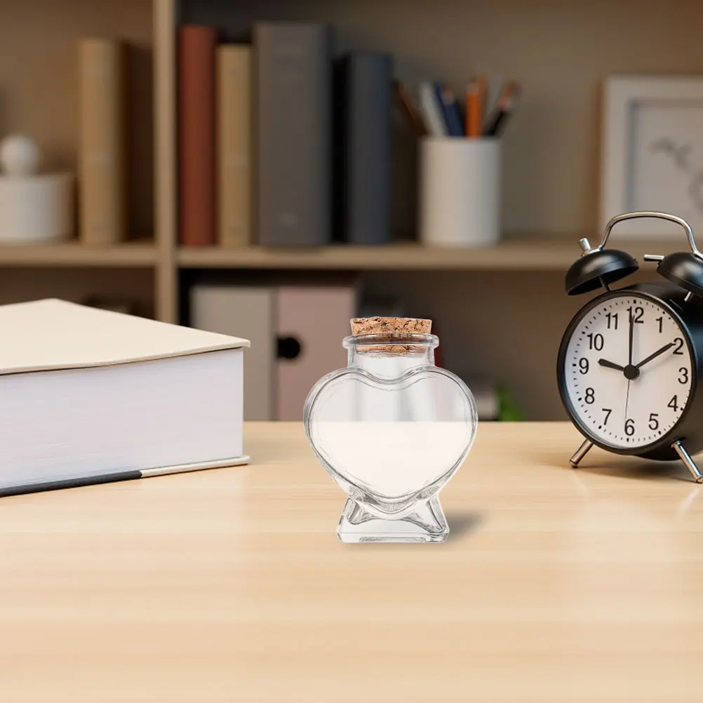 6Pcs Heart Glass Bottles 50Ml Mini Decorative Containers with Cork Lid for Craft Supplies Small Item Organization Romantic Gift