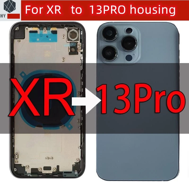 housing For XR Like 13 Pro Housing   XR To 13 Pro Back DIY Back Cover Housing Battery Middle Frame Replacement