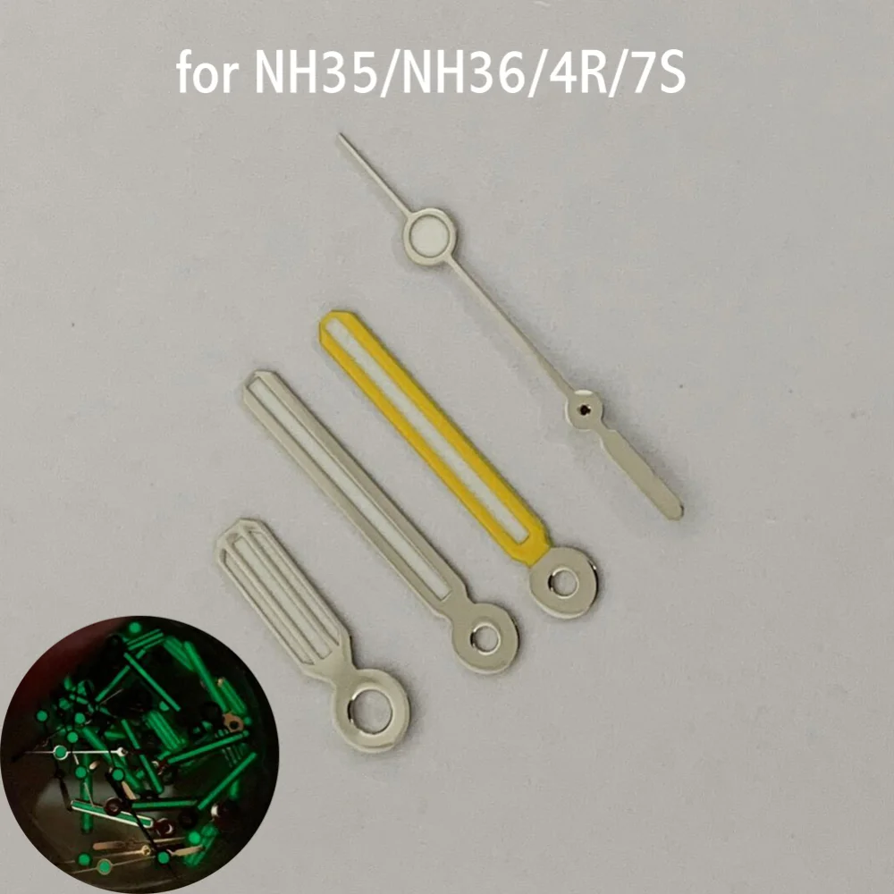 Watch Accessories Watch Hands Colour Blocking 4 Hands Green Luminous Needle for NH35/NH36/4R/7S Movements