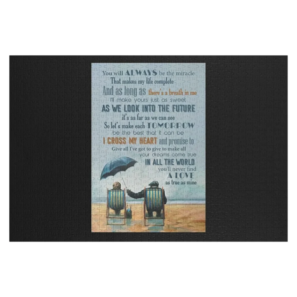 

I Cross My Heart Lyrics - Seniors Who Love Each Other Jigsaw Puzzle Personalised Customizable Gift Custom Wood Puzzle