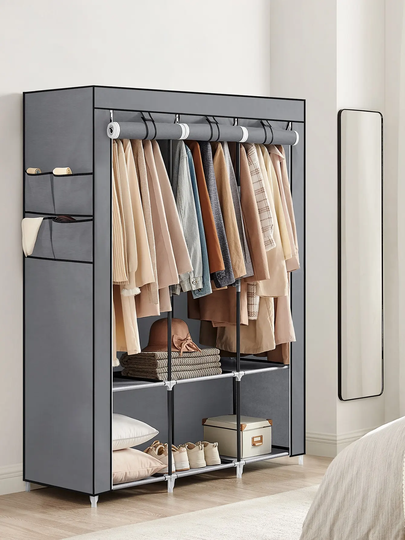 

SONGMICS Portable Closet, Wardrobe Closet Organizer With Cover, 3 Hanging Rods And Shelves, 4 Side Pockets, 51.2 X 17.7 X 65.