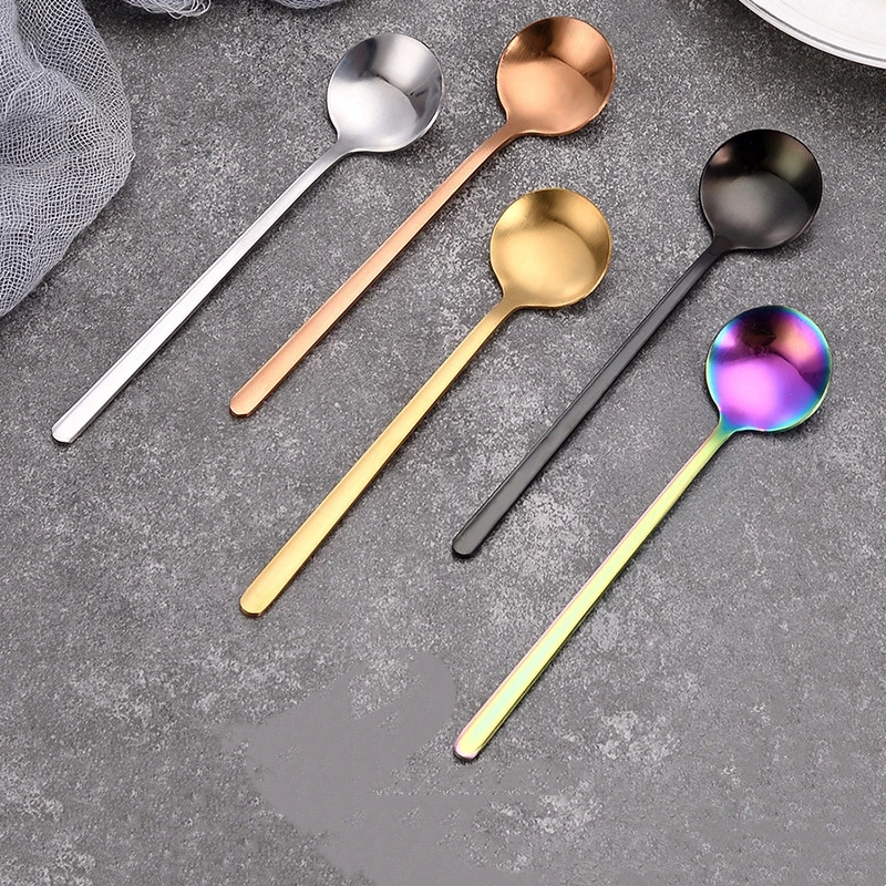 1Pcs Large Size 304 Stainless Steel Coffee Spoon Round Head Spoon Korean Style Spoons Honey Dessert Gift Mixing Spoon