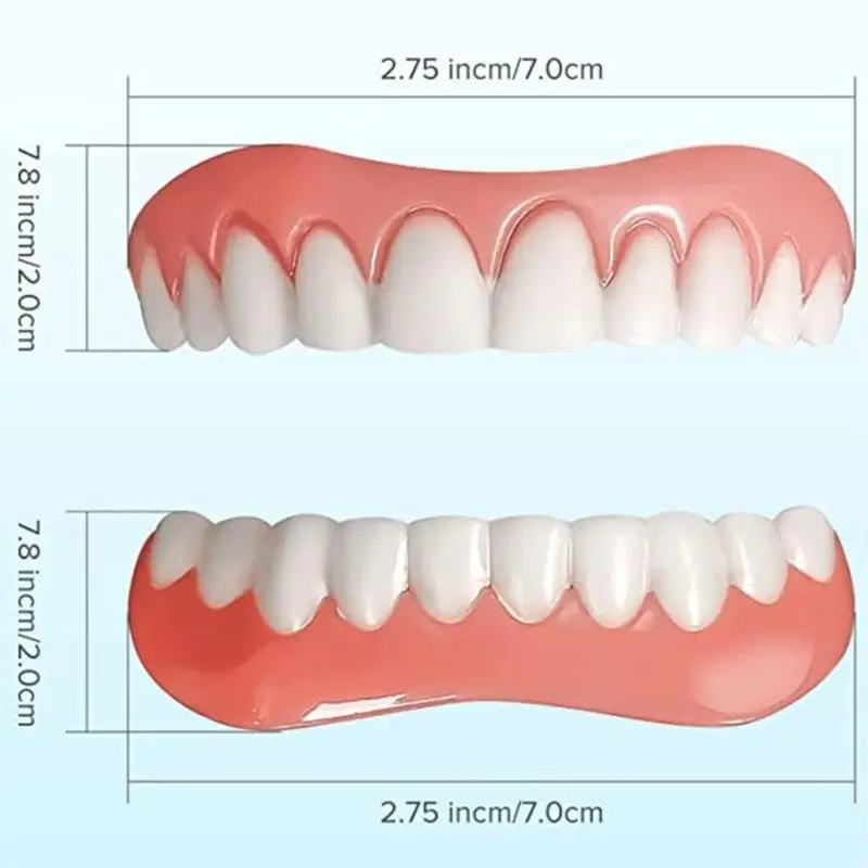 Kit de forro de dentadura de silicone natural, folheados de dentes de encaixe de ajuste confortável, conjunto profissional de reparo de dentes e delineador para adultos
