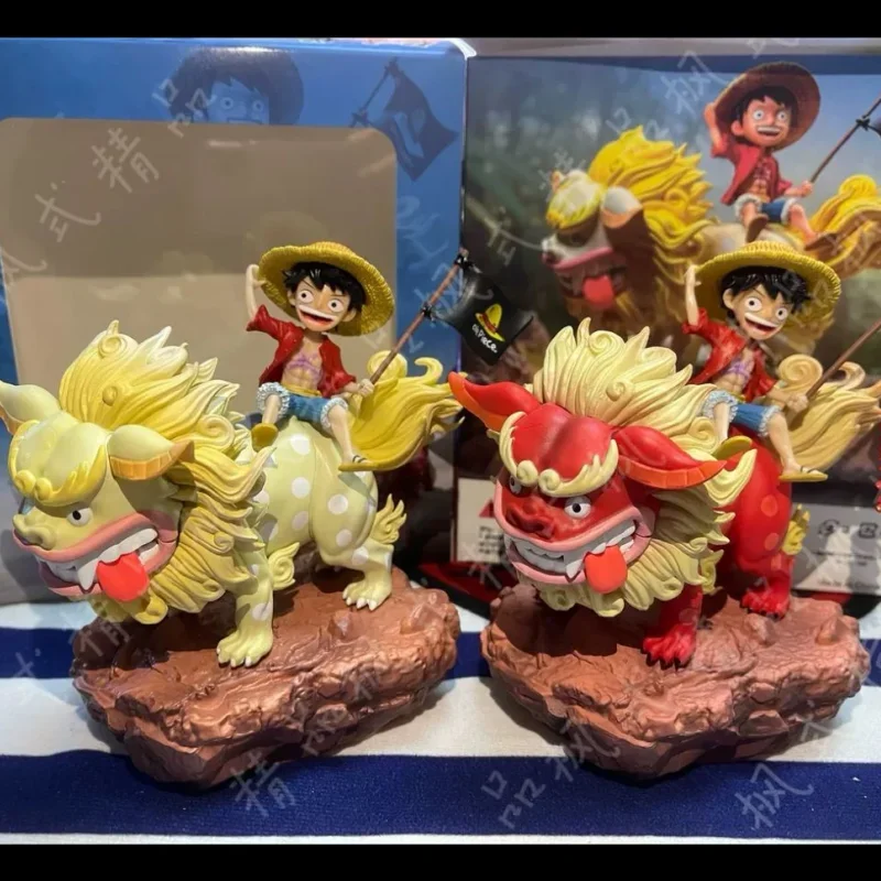 Original One Piece Home Straw Hat Partner Series Hakuchiyo Lion Luffy 08 Riding Dragon Figure Model Ornaments Toys Birthday Gift