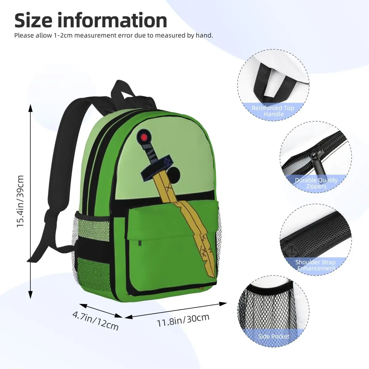 Mochila durável de 15 polegadas Sword Adventure Time - Design leve e ergonômico para conforto e conveniência