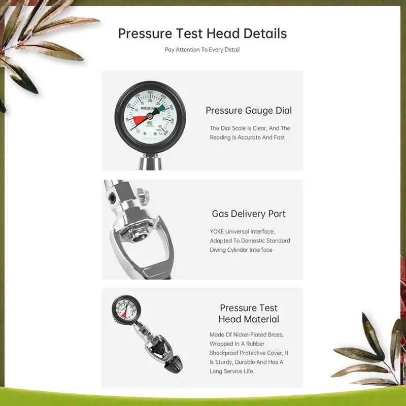 

Reliable-Professional Dive Accessory: Submersible Air Tank Pressure Gauge With YOKE Connector