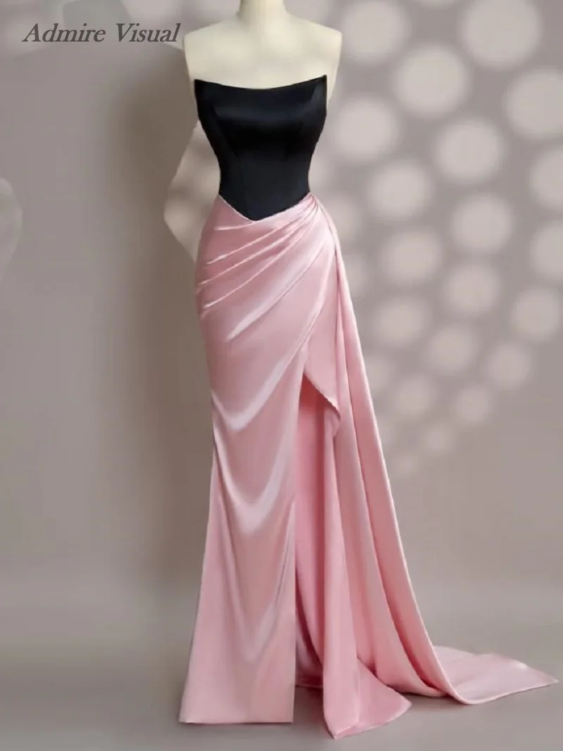 Admire Visual Long Prom Dress Mermaid Boat Neck Strapless Sleeveless With Split Elegant Special Occasion Gowns