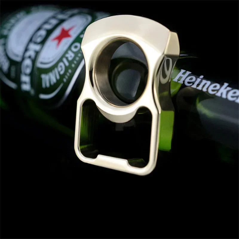 Brass bottle opener CNC engraving single finger buckle defense multifunctional tool Camping outdoor self-defense tool EDC